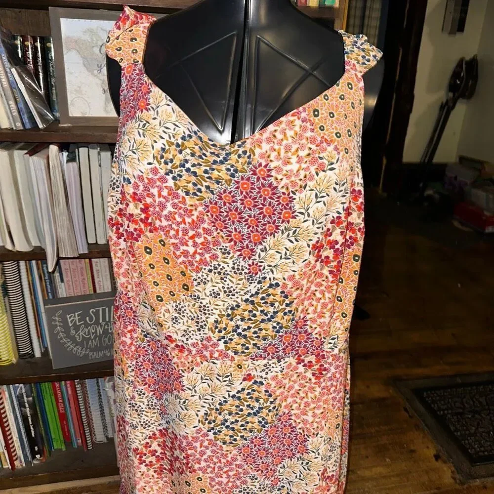 Donna Morgan fairycore boho patchwork 22W woven midi dress
